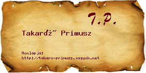 Takaró Primusz névjegykártya